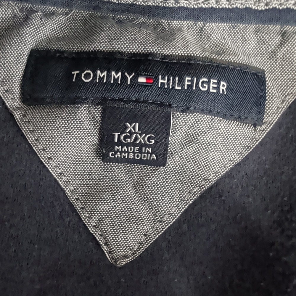 Tommy Hilfiger Polo Shirt Mens XL Navy Blue Cotton Short Sleeve Logo Excellent - Picture 4 of 5